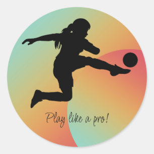 Soccer Girl Player Football Team Classic Round Sticker