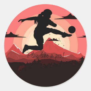 Soccer Girl Player Football Team Classic Round Sticker
