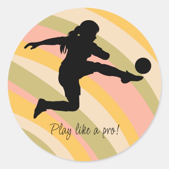 Soccer Girl Player Football Team Classic Round Sticker (Front)