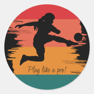 Soccer Girl Player Football Team Classic Round Sticker