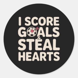Soccer Girl Score Goals Footll Valentine Steal Hea Classic Round Sticker