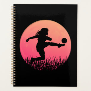 soccer girl silhouette beautiful sun planner