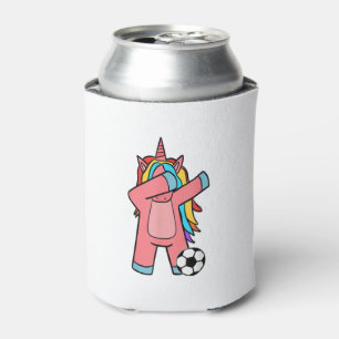 Soccer Girl Women Soccer Unicorn Soccer Ball T-Shi Can Cooler