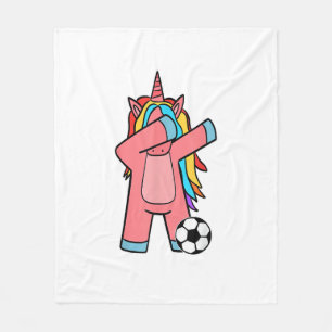 Soccer Girl Women Soccer Unicorn Soccer Ball T-Shi Fleece Blanket