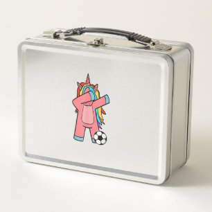Soccer Girl Women Soccer Unicorn Soccer Ball T-Shi Metal Lunch Box