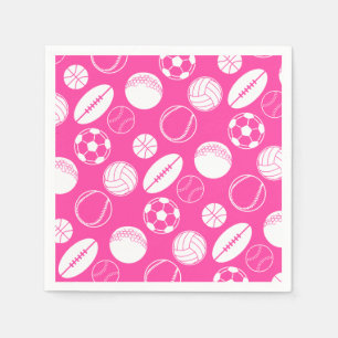 Soccer girls ball sport pink napkin