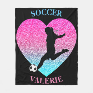 Soccer Girls Fleece Blanket w/ Personalised Name