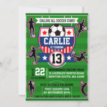 Soccer Girls Football Field Birthday Party Invitat