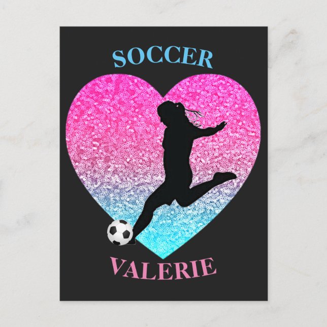 Soccer Girls Heart   Postcard (Front)