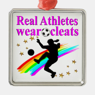 SOCCER GIRLS RULE THE WORLD METAL TREE DECORATION