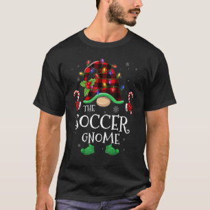 Soccer Gnome Buffalo Plaid Matching Family Christm T-Shirt