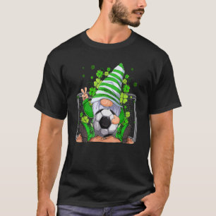 Soccer Gnome Lucky Shamrock Irish St Patrick's Day T-Shirt