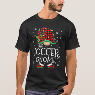 Soccer Gnome Red Plaid Matching Family Christmas P T-Shirt