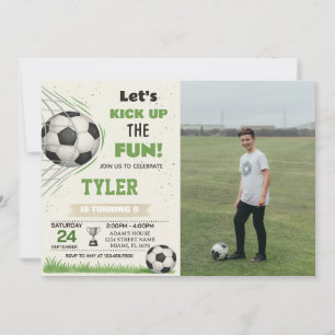 Soccer Goal Birthday Invitation with photo