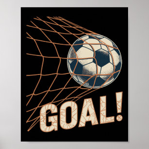 Soccer Goal Celebration Vintage Soccer Byll In Net Poster