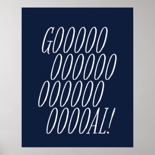 Soccer goal navy blue poster
