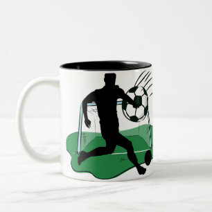 Soccer Goal Scorer Silhouette Two-Tone Coffee Mug
