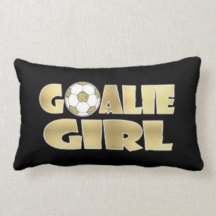Soccer Goalie Girl Gold Lumbar Cushion
