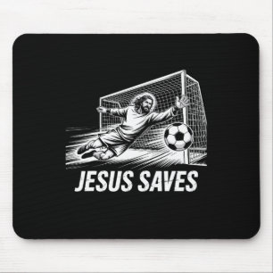 Soccer Goalie Goalkeeper Jesus Saves Christian Soc Mouse Mat
