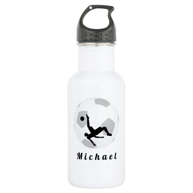 Soccer Goalie Keeper Black & White Player's Name   532 Ml Water Bottle (Front)
