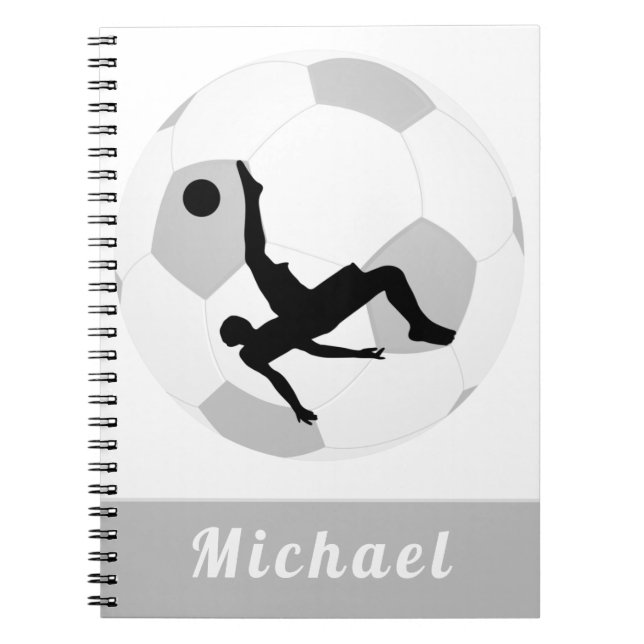 Soccer Goalie Keeper Black & White Player's Name   Notebook (Front)