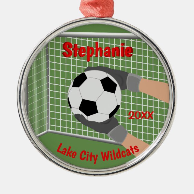 Soccer Goalie Personalised Ornament (Front)