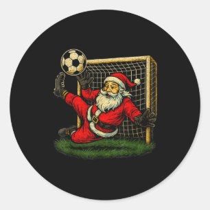 Soccer Goalie Santa Claus Christmas Sports Boys Yo Classic Round Sticker