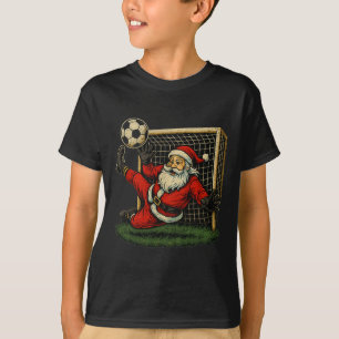 Soccer Goalie Santa Claus Christmas Sports Boys Yo T-Shirt