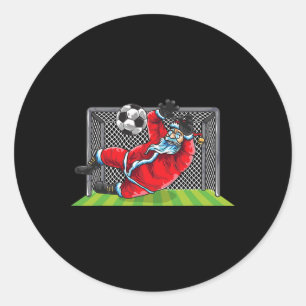 Soccer Goalie Santa Claus Christmas Sports Kids Bo Classic Round Sticker