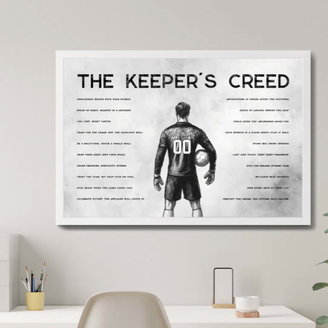 Soccer Goalkeeper Creed Monogram White Poster (Creator Uploaded)