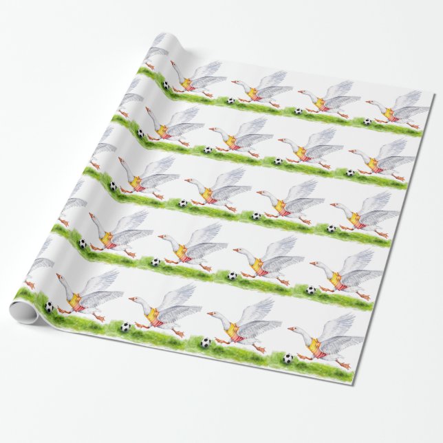 Soccer Goose Wrapping Paper (Unrolled)