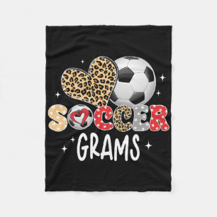 Soccer Grams Cute Leopard Heart Soccer Player Love Fleece Blanket