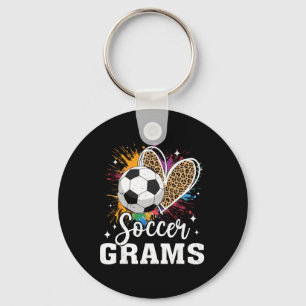 Soccer Grams Soccer Leopard Heart  Key Ring