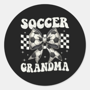 Soccer Grandma Funny Coquette Bow Soccer Grandma Classic Round Sticker