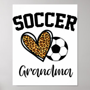 Soccer Grandma Leopard Heart Funny Mothers Day Poster