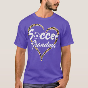 Soccer Grandma Leopard Heart Funny Mothers Day  T-Shirt