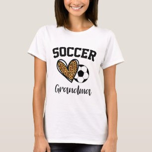 Soccer Grandma Leopard Heart Funny Mothers Day T-Shirt