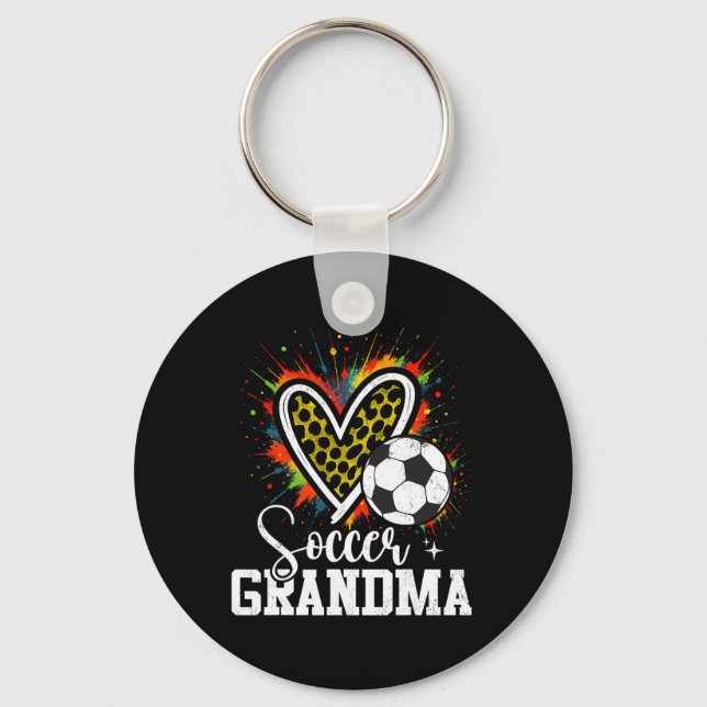 Soccer Grandma Leopard Heart  Key Ring (Front)