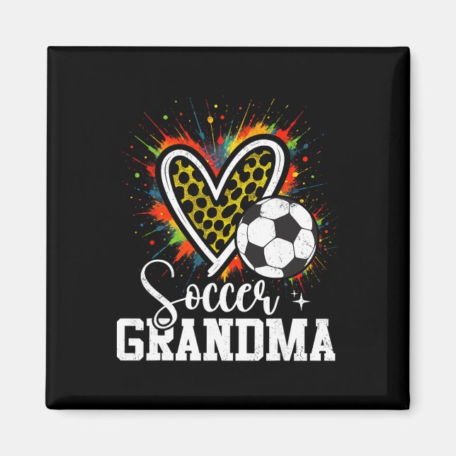 Soccer Grandma Leopard Heart  Magnet (Front)