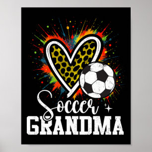 Soccer Grandma Leopard Heart  Poster
