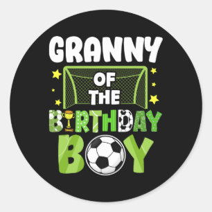 Soccer Granny Birthday Boy Party Soccer Family Mat Classic Round Sticker