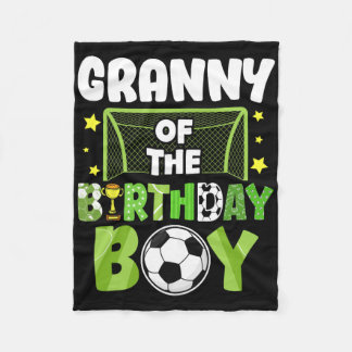 Soccer Granny Birthday Boy Party Soccer Family Mat Fleece Blanket