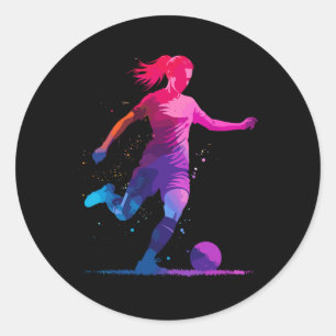 Soccer Graphic And Soccer, For Girls Women Soccer Classic Round Sticker