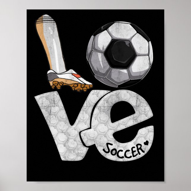 Soccer Graphic Saying Love Heart Ball Poster (Front)