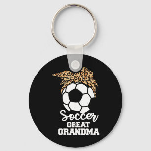Soccer Great Grandma Funny Soccer Player Leopard G Key Ring