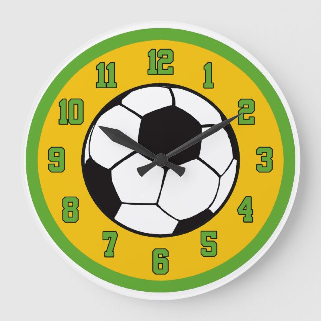 Soccer Green and Gold Large Clock (Front)