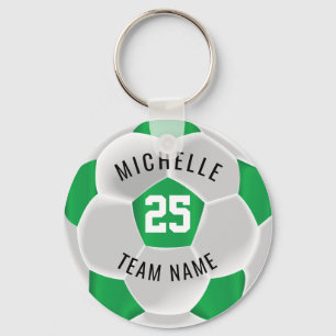 Soccer  - Green and White Key Ring