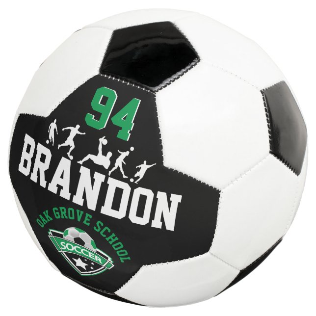 Soccer  - Green, Black and White Soccer Ball (Three Quarter)