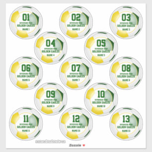 soccer green gold team colours set of 13 custom