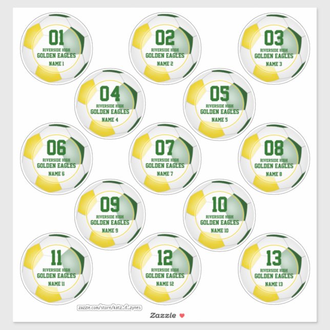 soccer green gold team colours set of 13 custom (Sheet)